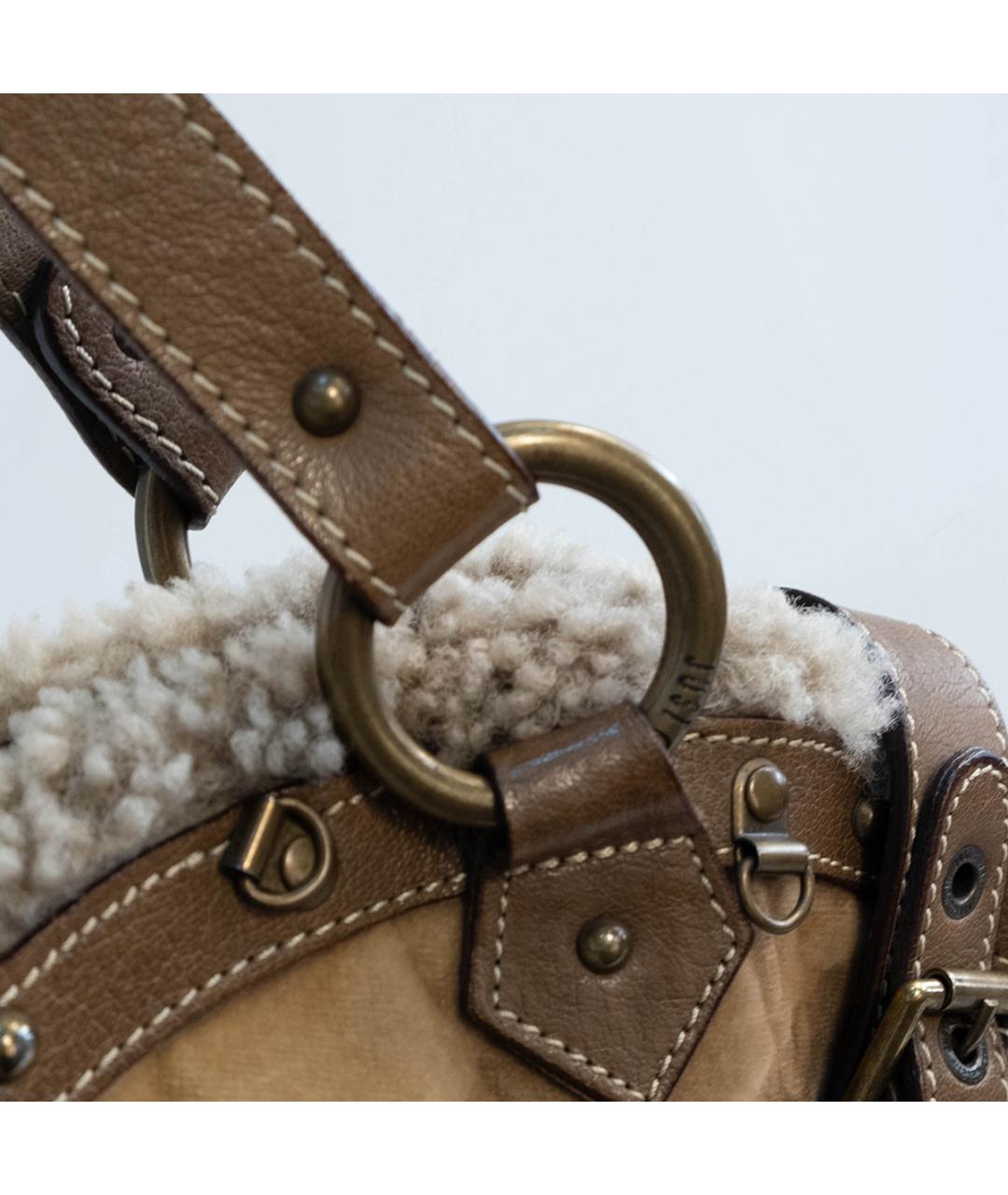 JUST CAVALLI Бежевая кожаная сумка через плечо, фото 5