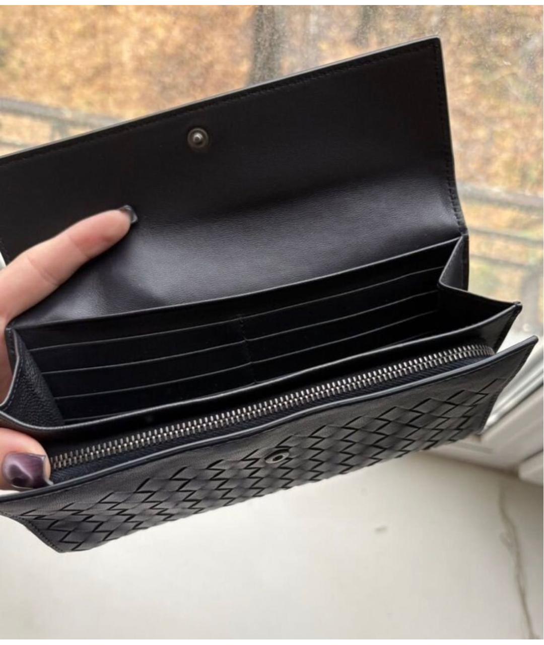 BOTTEGA VENETA Черный кожаный кошелек, фото 3