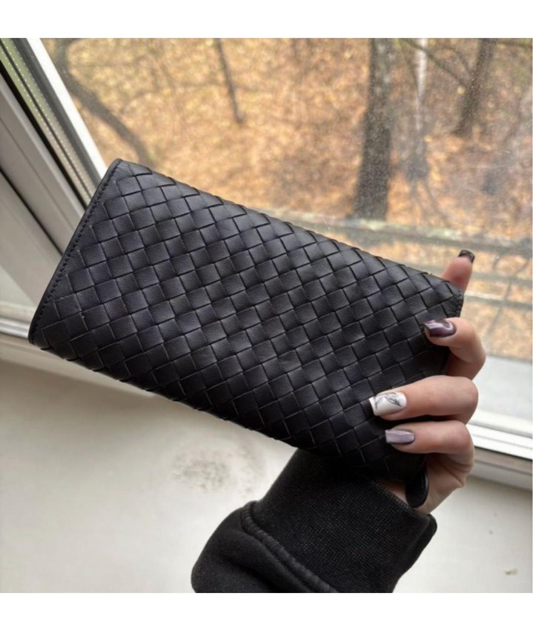 BOTTEGA VENETA Черный кожаный кошелек, фото 2