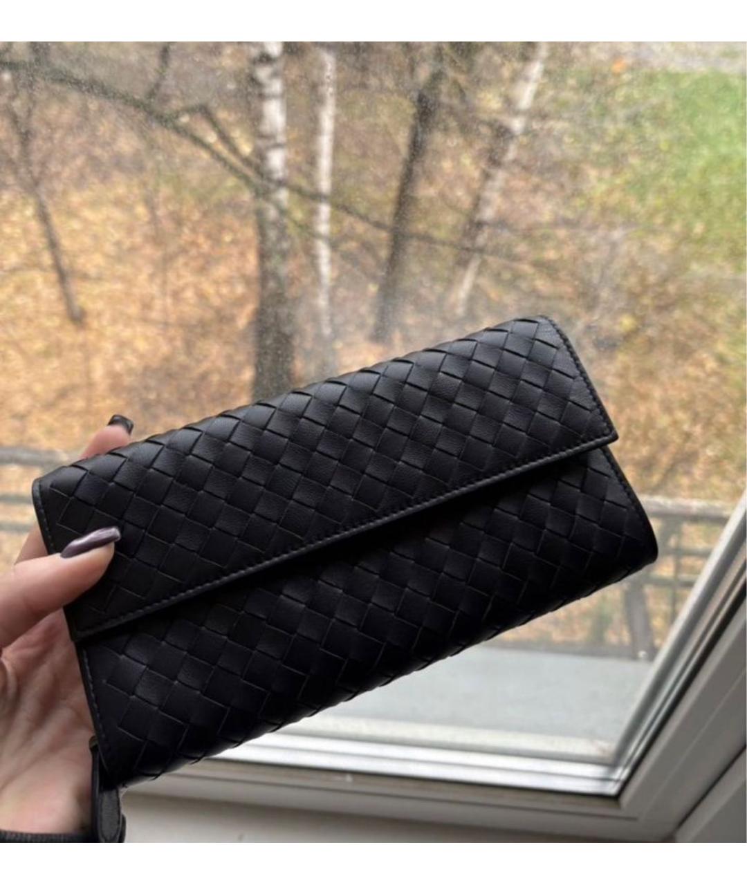 BOTTEGA VENETA Черный кожаный кошелек, фото 5