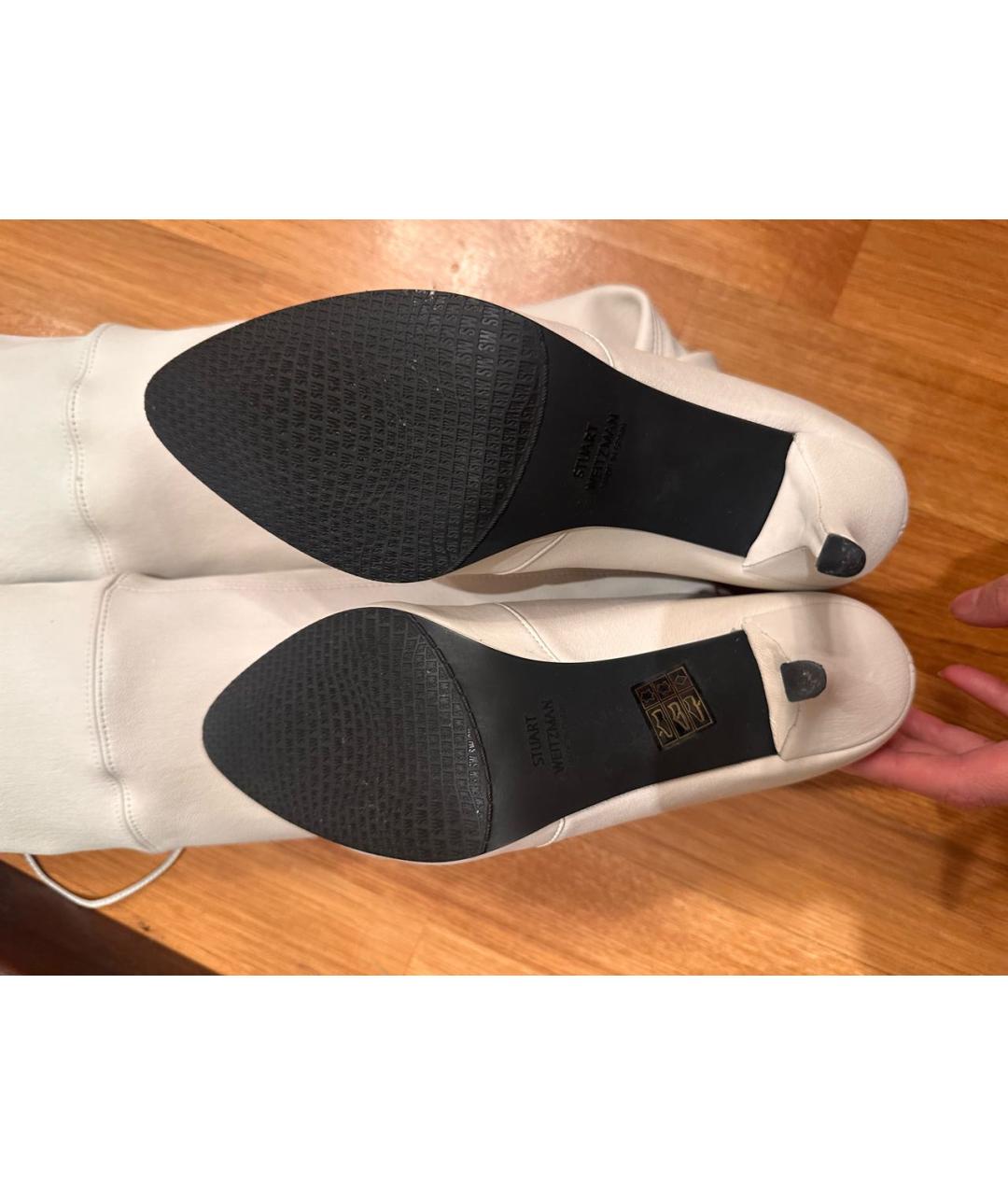 STUART WEITZMAN Белые кожаные ботфорты, фото 6
