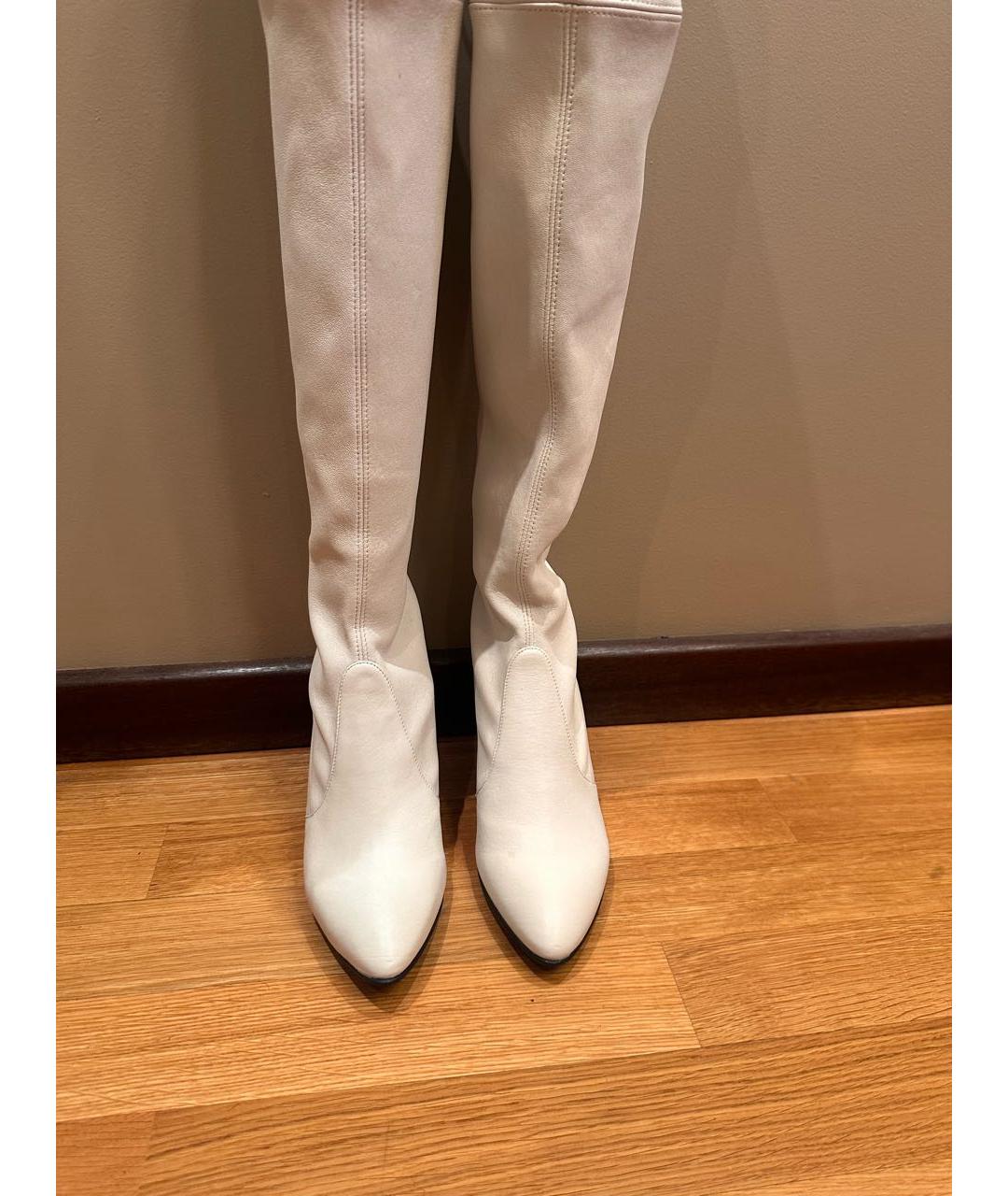 STUART WEITZMAN Белые кожаные ботфорты, фото 2