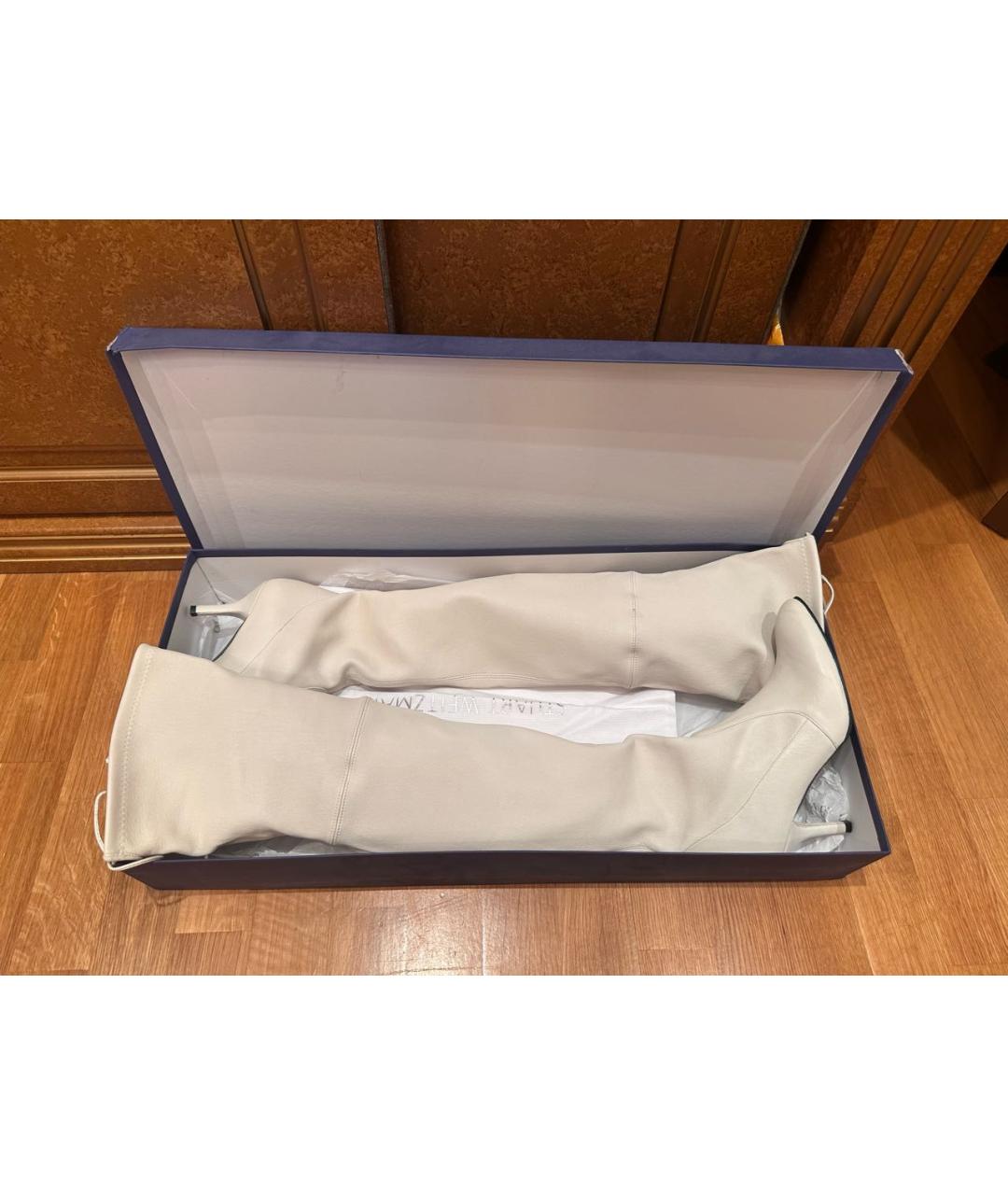 STUART WEITZMAN Белые кожаные ботфорты, фото 5