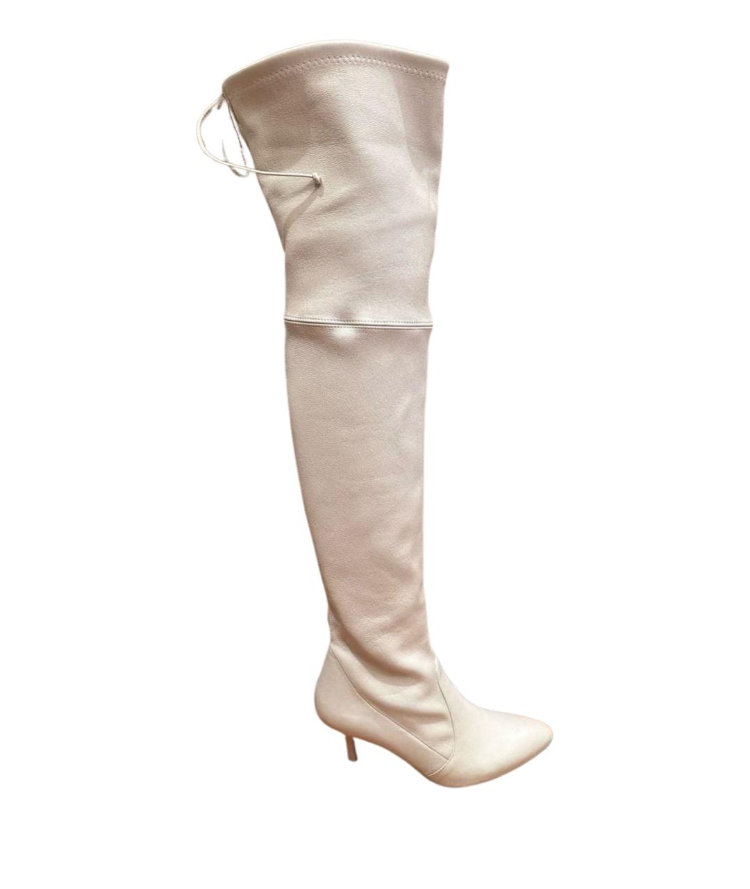 STUART WEITZMAN Белые кожаные ботфорты, фото 1