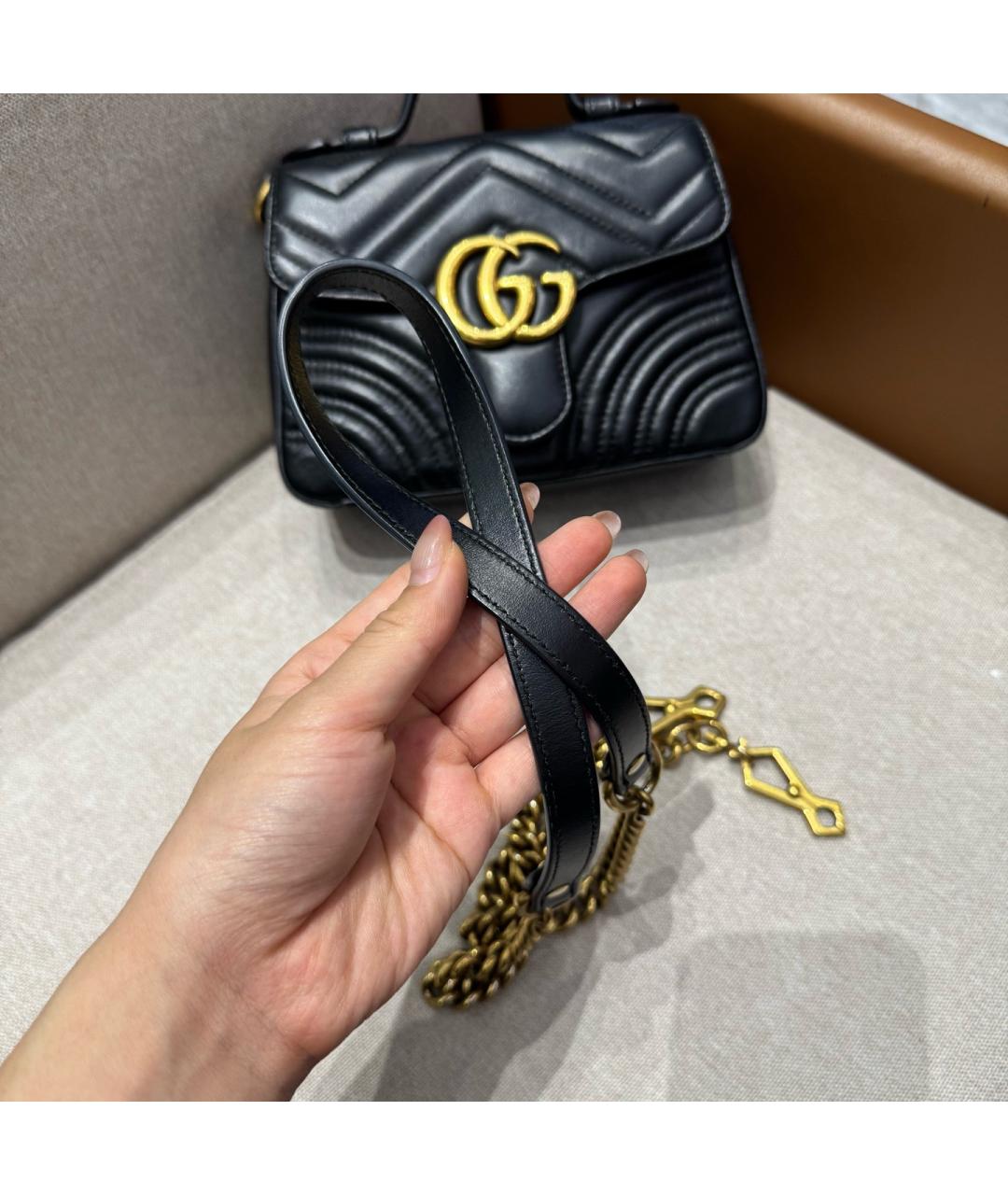 GUCCI Черная кожаная сумка через плечо, фото 6