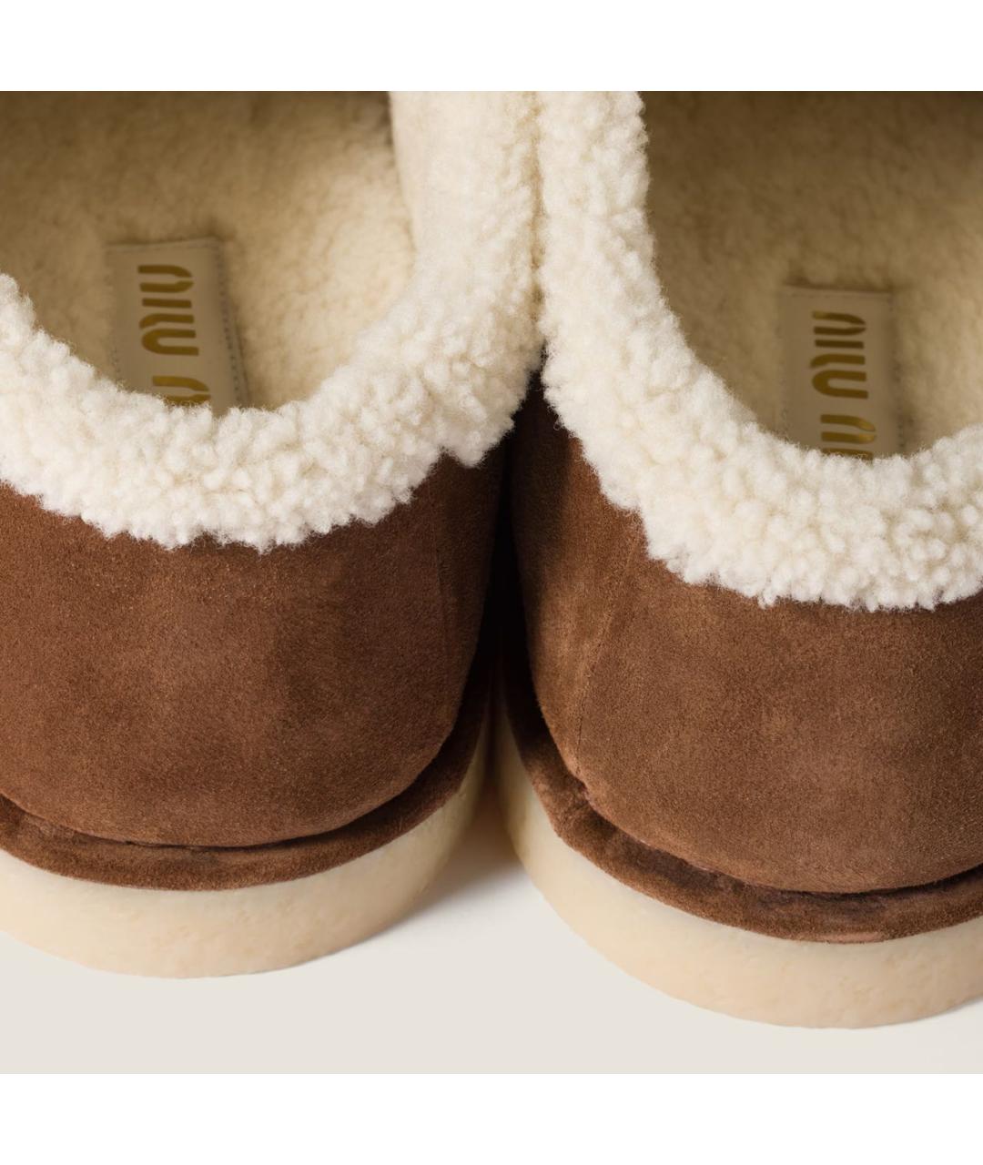 MIU MIU Коричневые кожаные мюли, фото 3