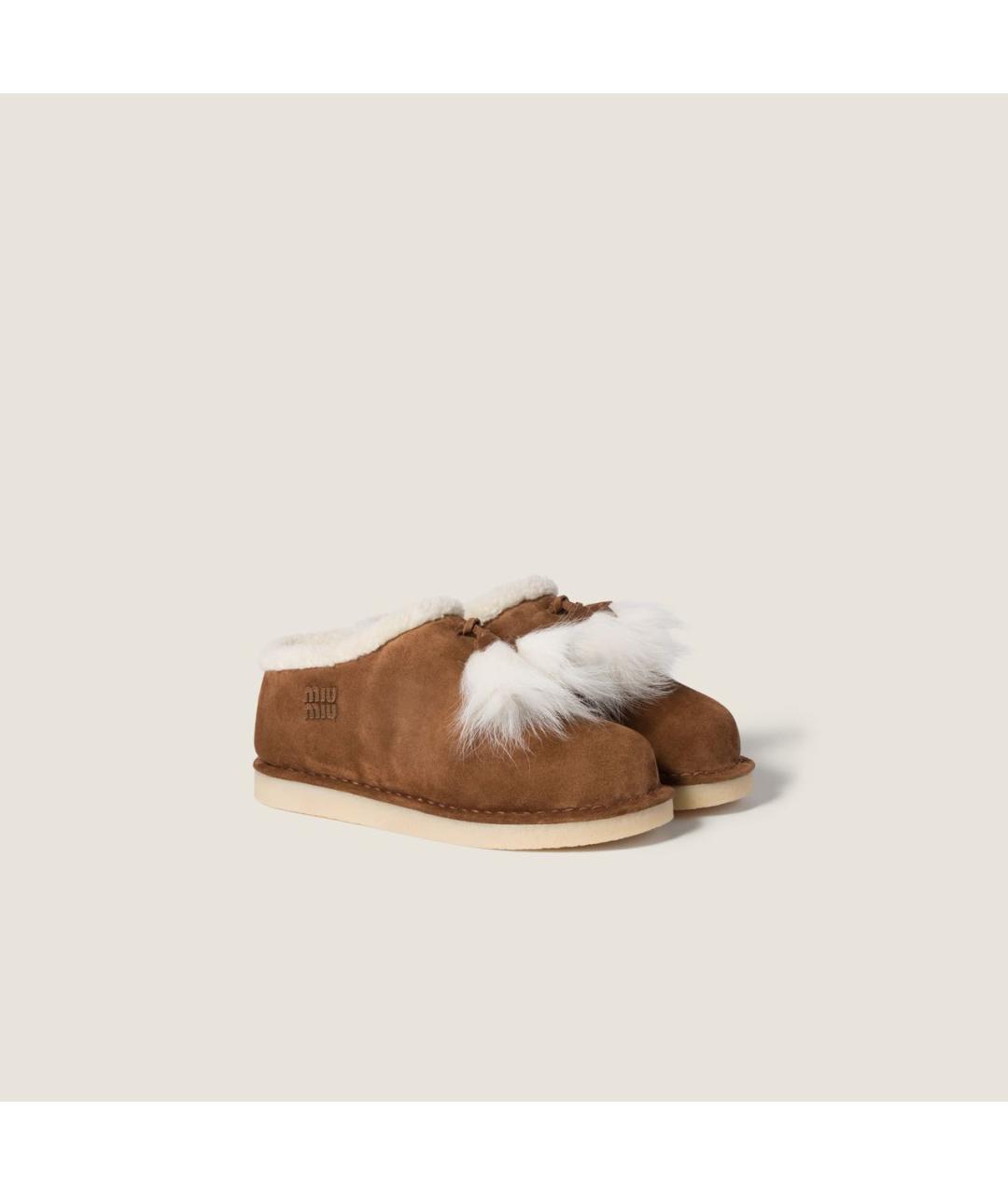 MIU MIU Коричневые кожаные мюли, фото 2