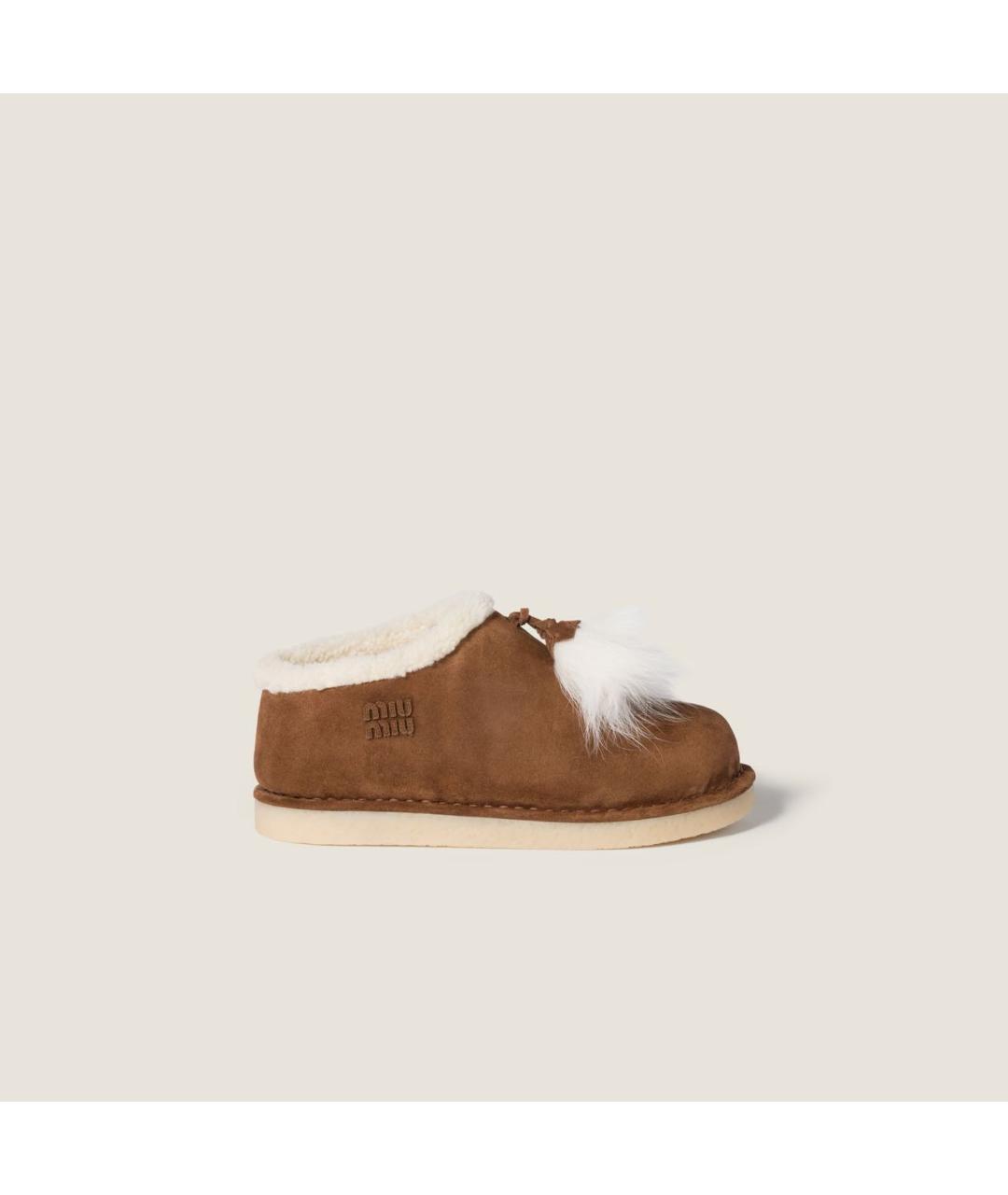 MIU MIU Коричневые кожаные мюли, фото 5
