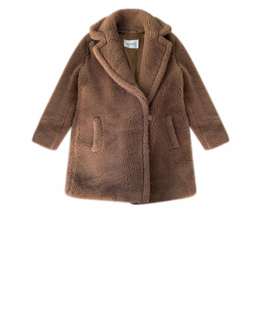 MAX MARA Коричневая шерстяная шуба, фото 1
