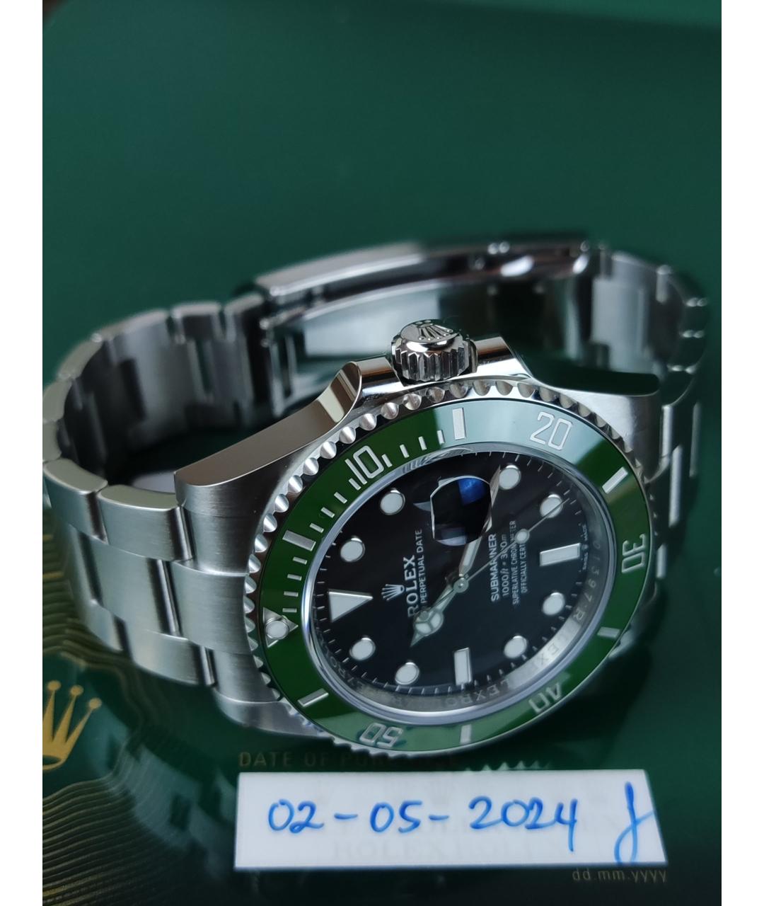 ROLEX Зеленые металлические часы, фото 4