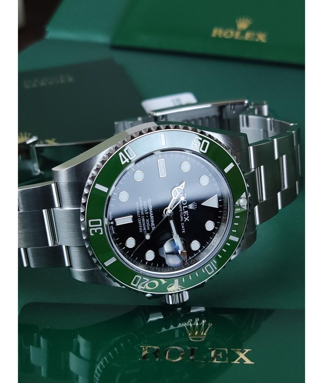 ROLEX Зеленые металлические часы, фото 3