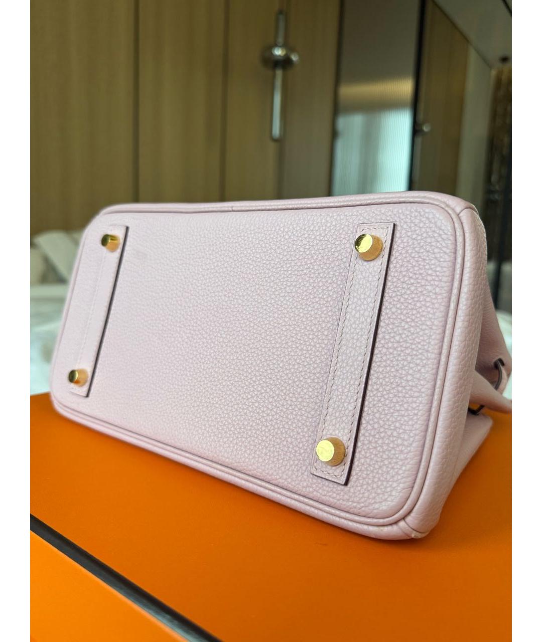 HERMES Розовая кожаная сумка с короткими ручками, фото 6