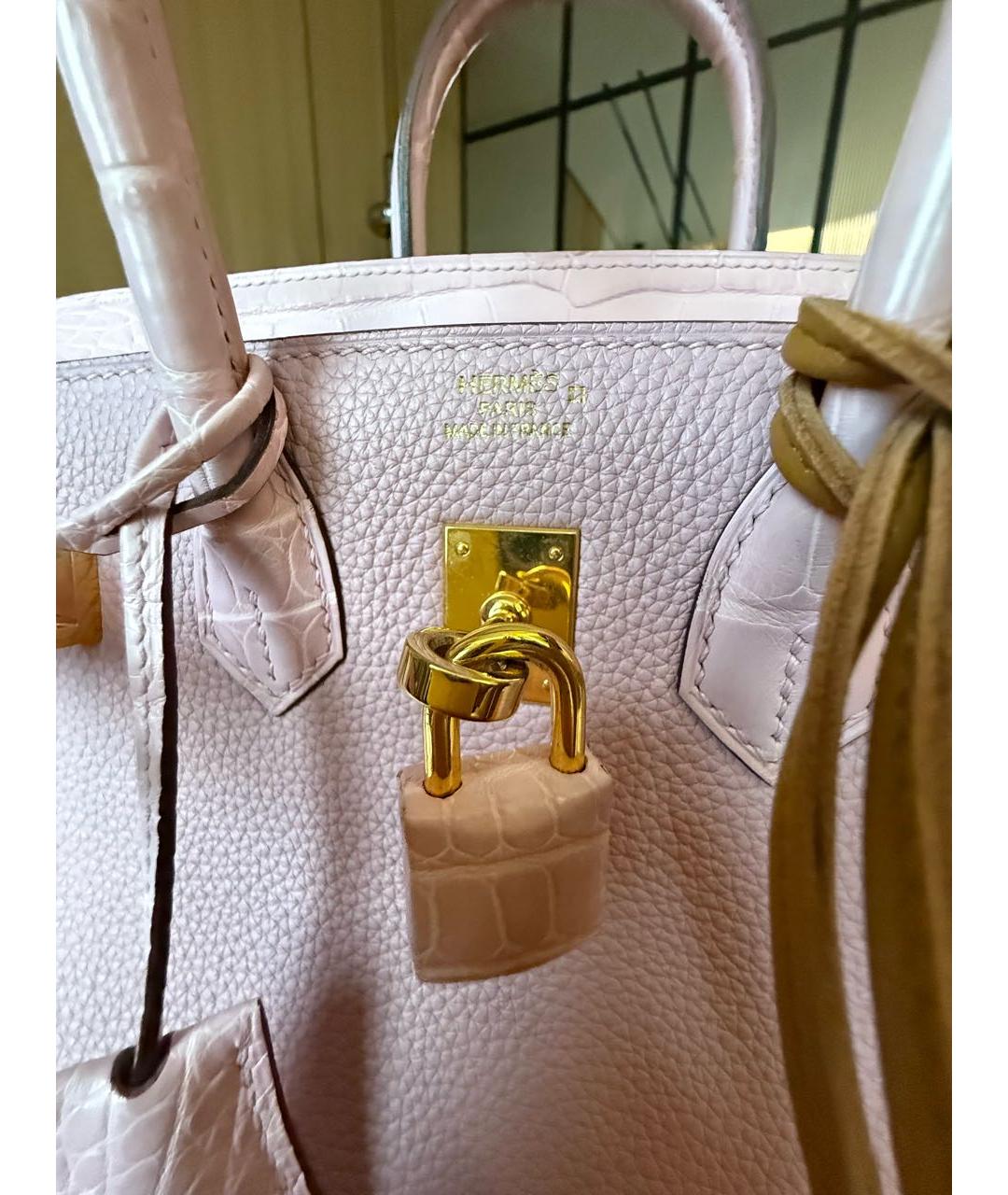 HERMES Розовая кожаная сумка с короткими ручками, фото 5