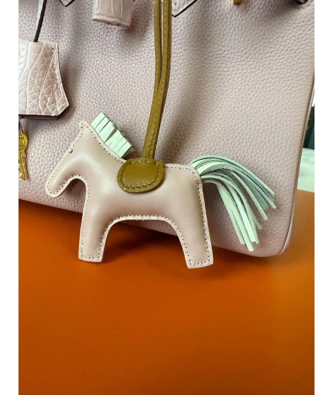 HERMES Розовая кожаная сумка с короткими ручками, фото 8