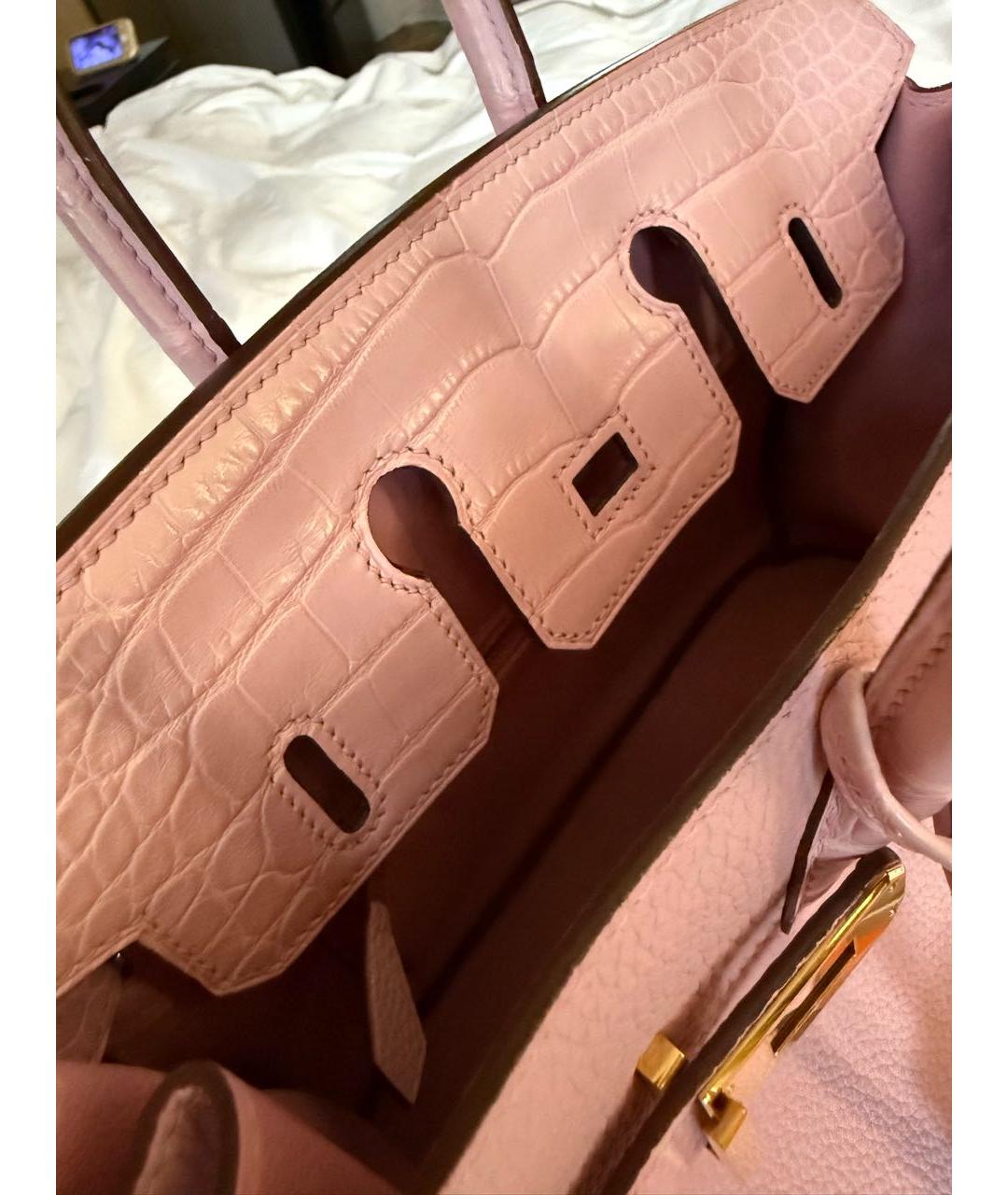 HERMES Розовая кожаная сумка с короткими ручками, фото 4