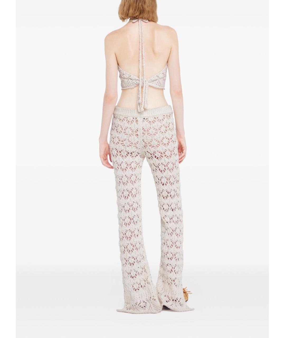 ALANUI Бежевые хлопковые прямые брюки, фото 3