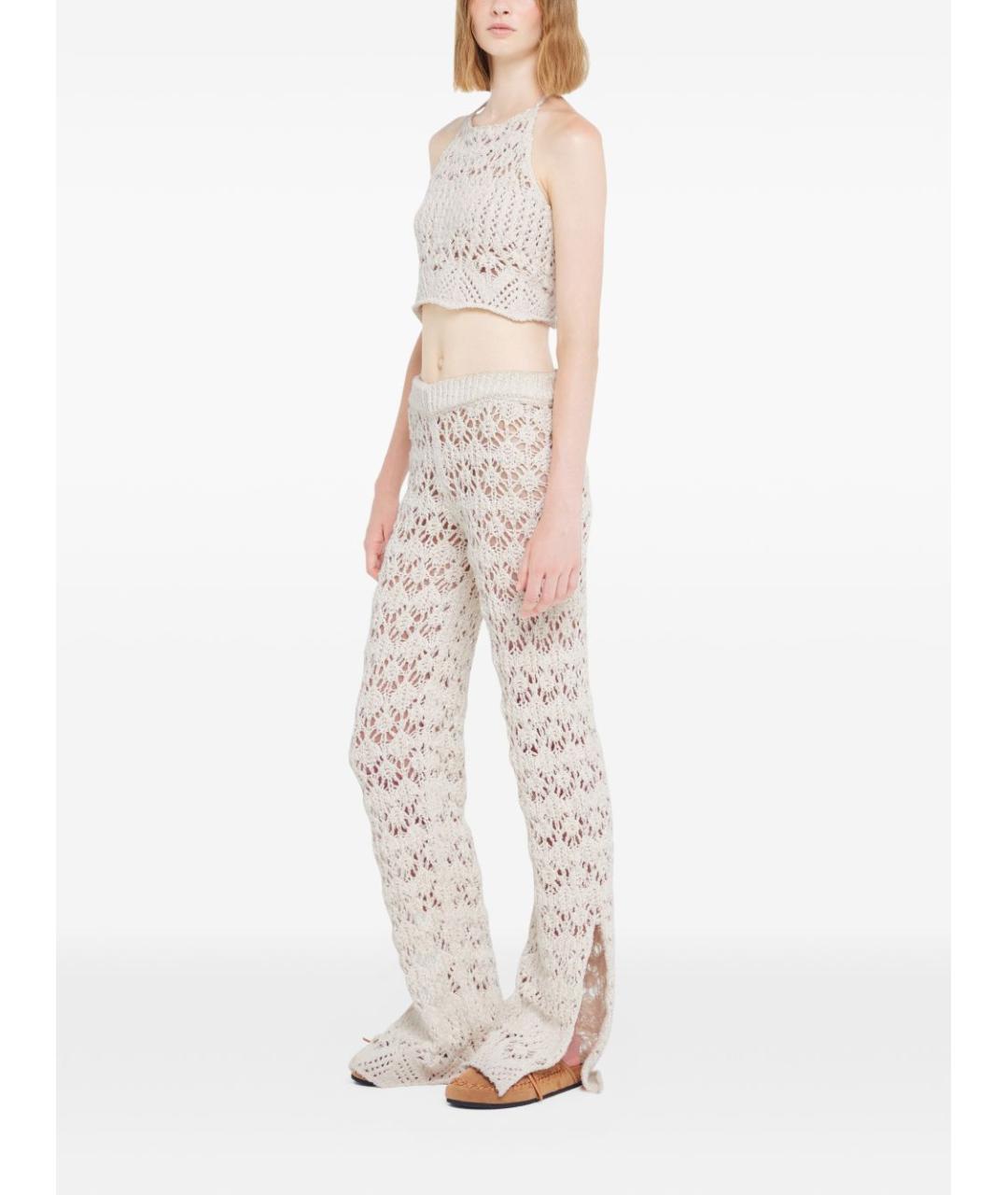 ALANUI Бежевые хлопковые прямые брюки, фото 4