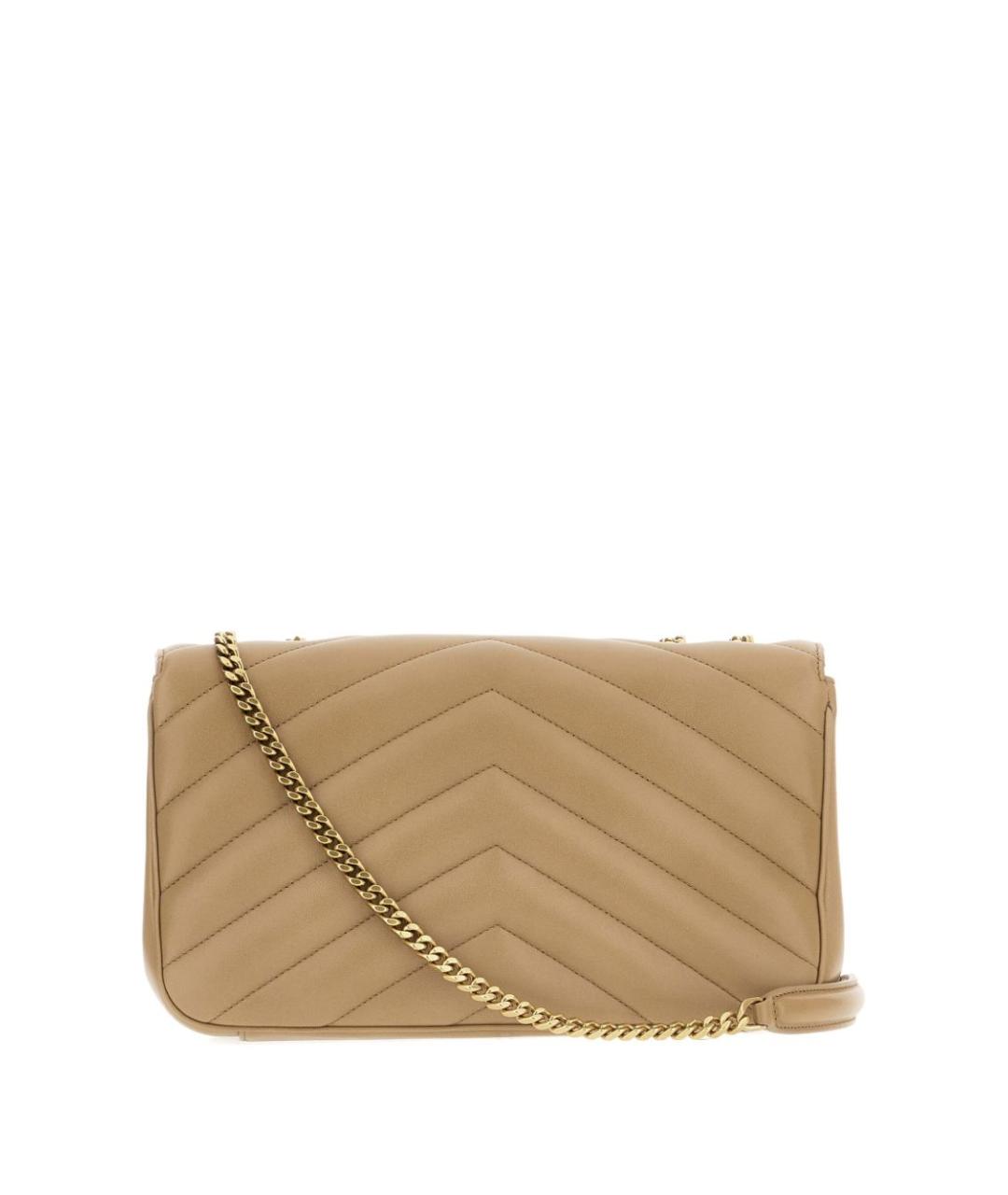 SAINT LAURENT Бежевая кожаная сумка через плечо, фото 2