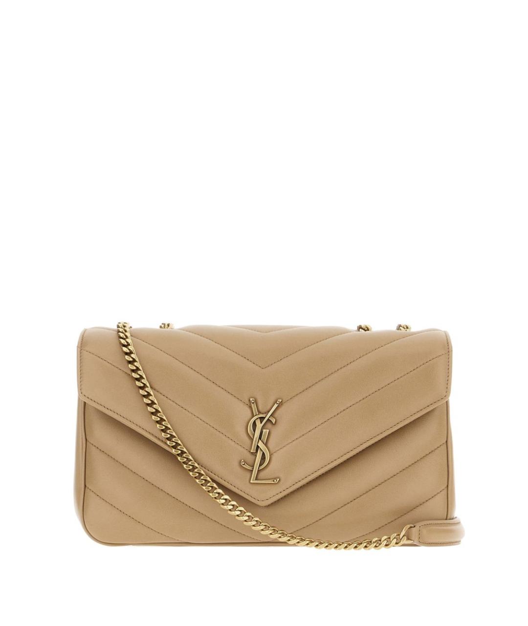 SAINT LAURENT Бежевая кожаная сумка через плечо, фото 1