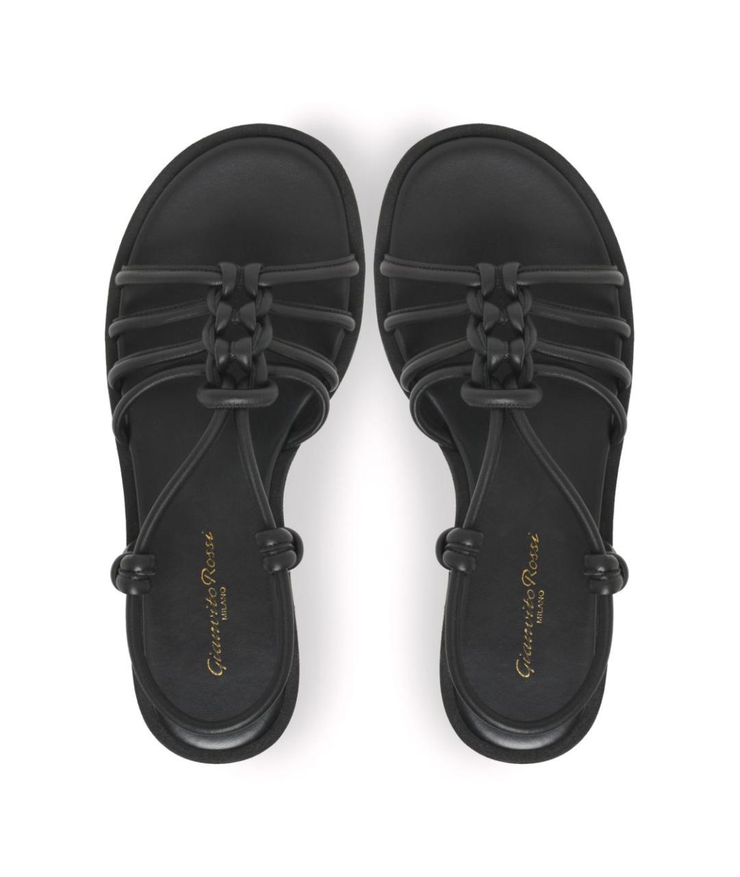 GIANVITO ROSSI Черные кожаные босоножки, фото 3