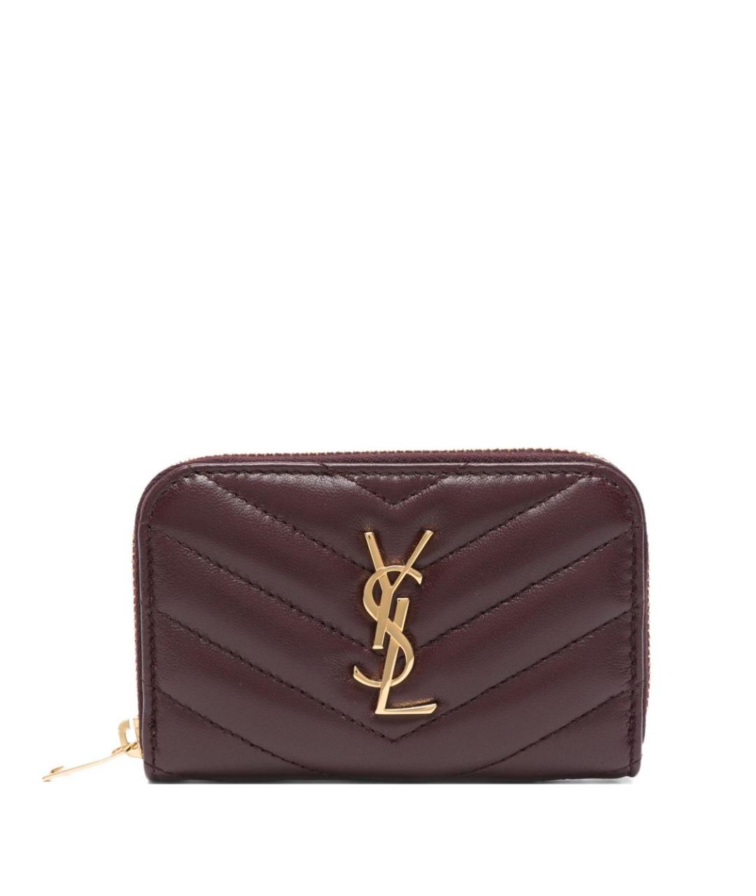 SAINT LAURENT Бордовый кожаный кошелек, фото 1