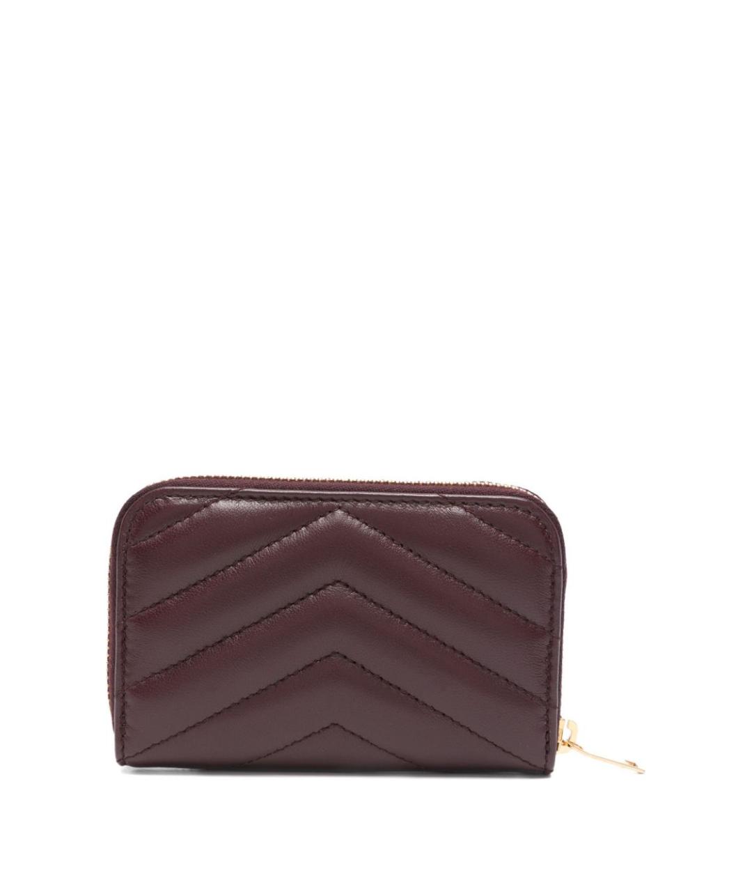 SAINT LAURENT Бордовый кожаный кошелек, фото 2