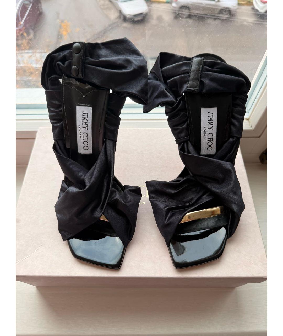 JIMMY CHOO Черные текстильные босоножки, фото 3