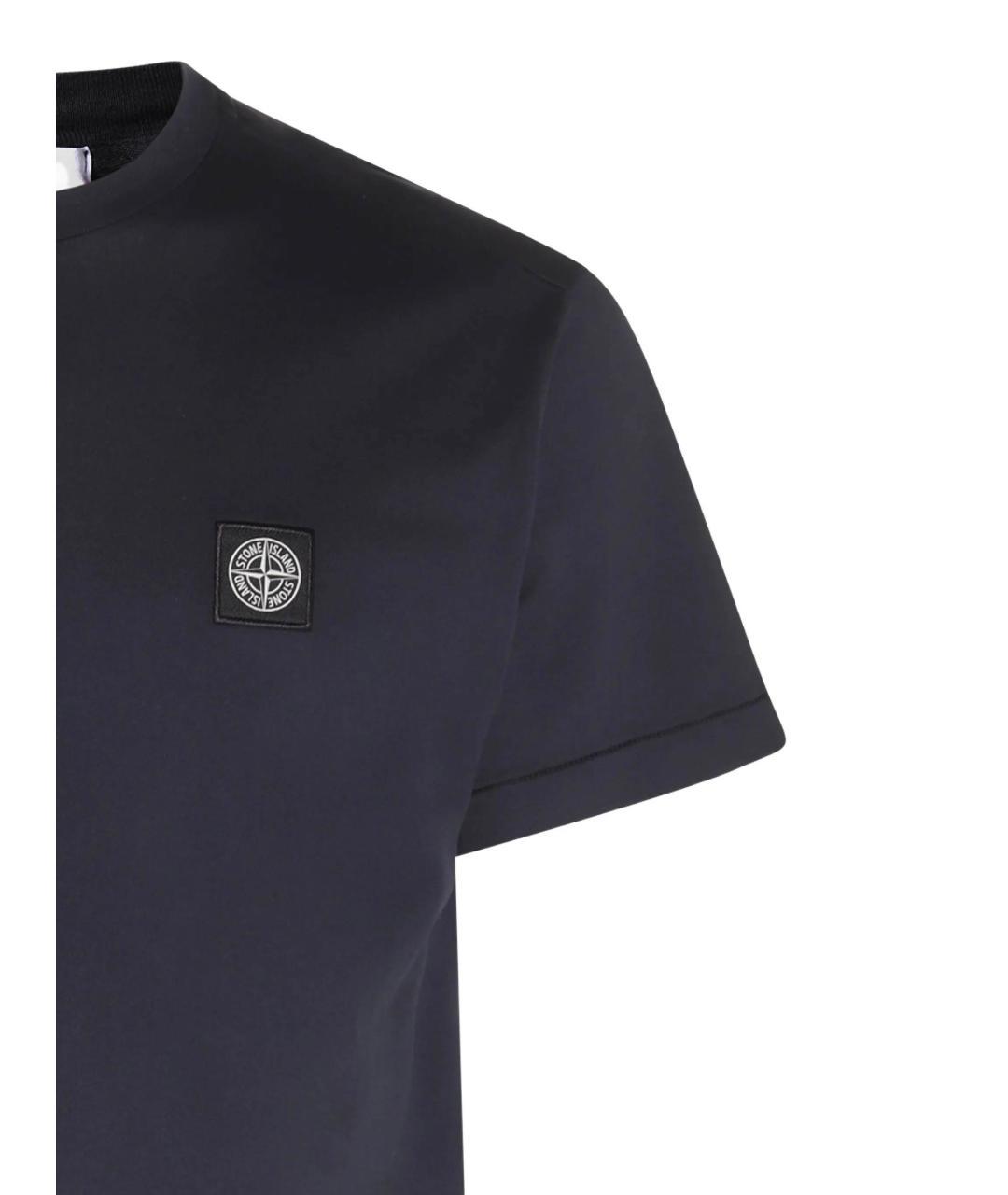 STONE ISLAND Темно-синяя хлопковая футболка, фото 3