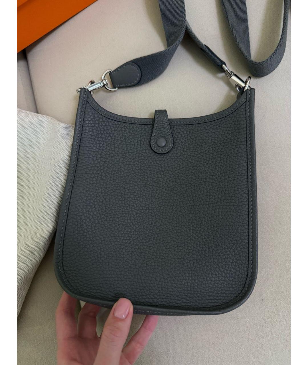 HERMES Серая кожаная сумка через плечо, фото 3