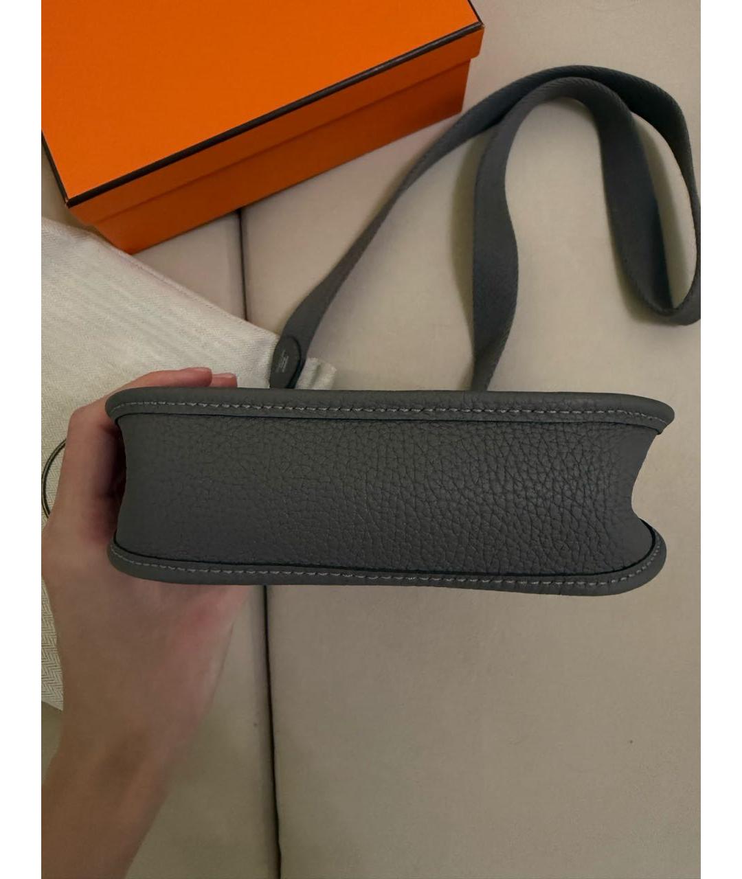 HERMES Серая кожаная сумка через плечо, фото 4