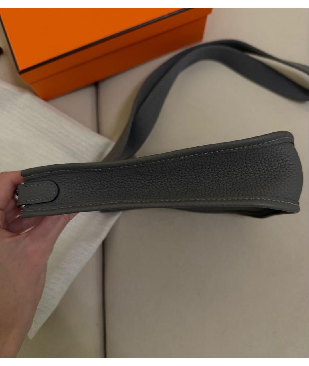 HERMES Серая кожаная сумка через плечо, фото 6