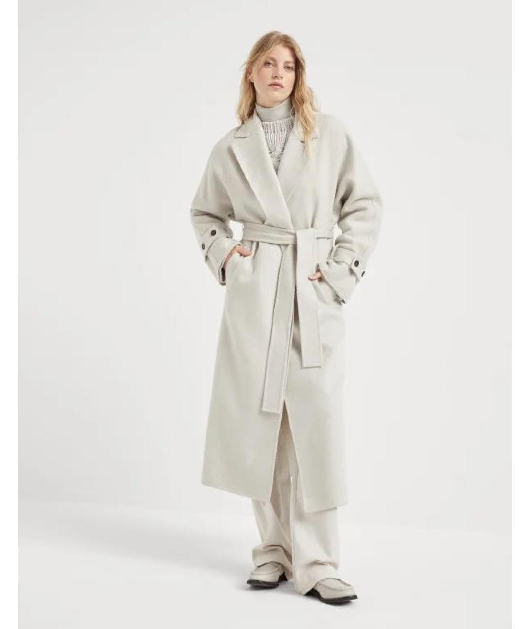 BRUNELLO CUCINELLI Бежевое кашемировое пальто, фото 2