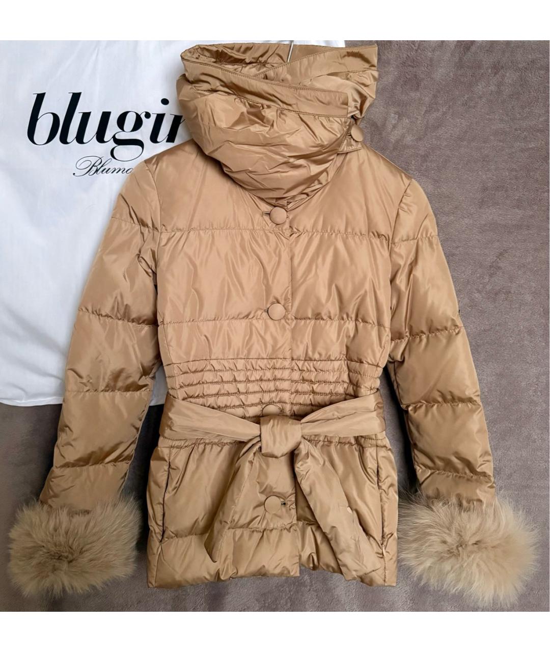 BLUGIRL Бежевый полиамидовый пуховик, фото 9