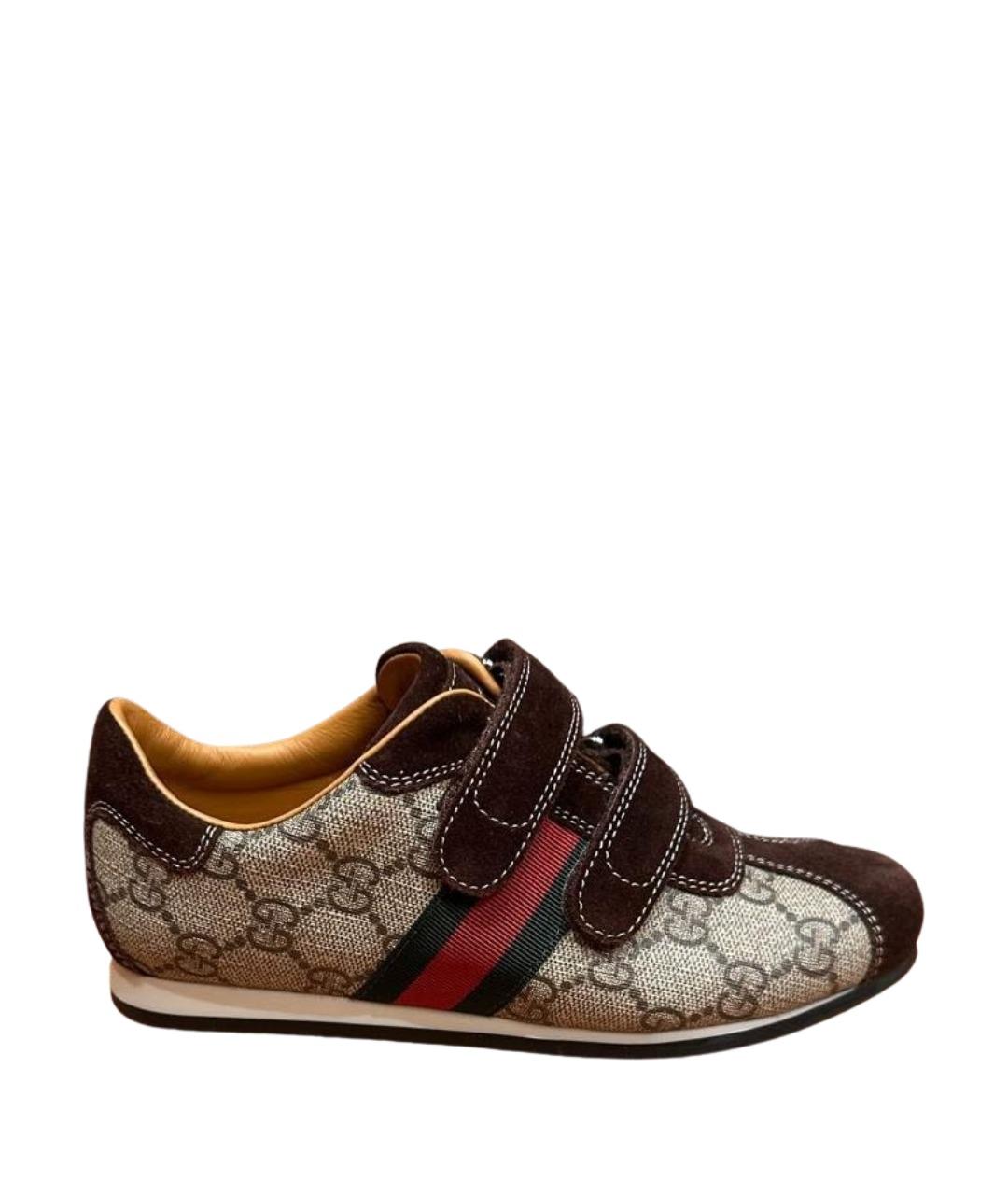 GUCCI Коричневые замшевые кеды, фото 1