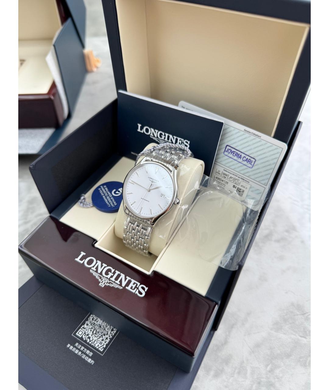 LONGINES Белые стальные часы, фото 3