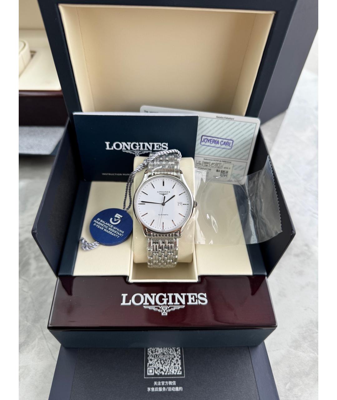 LONGINES Белые стальные часы, фото 2