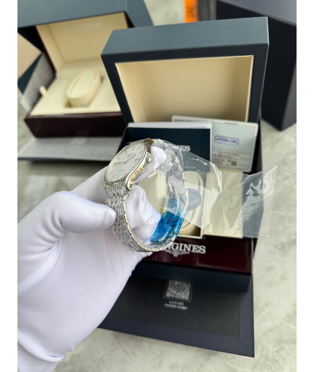 LONGINES Белые стальные часы, фото 4