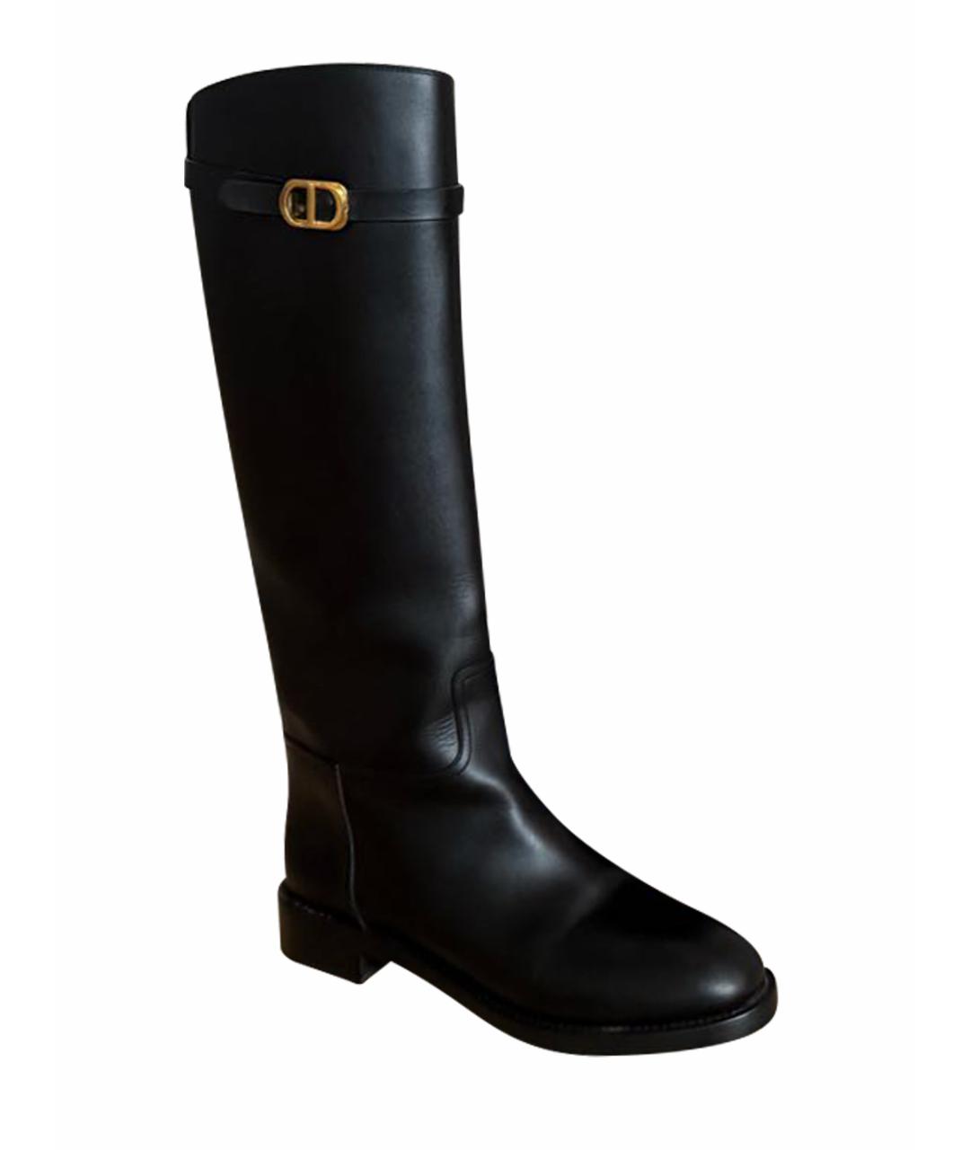 CHRISTIAN DIOR Черные кожаные сапоги, фото 1