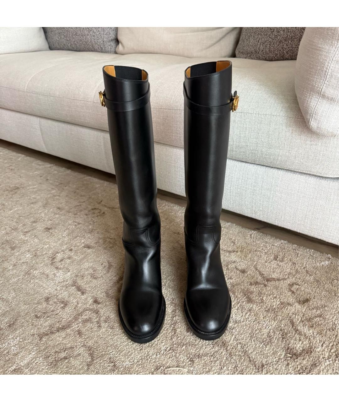 CHRISTIAN DIOR Черные кожаные сапоги, фото 2