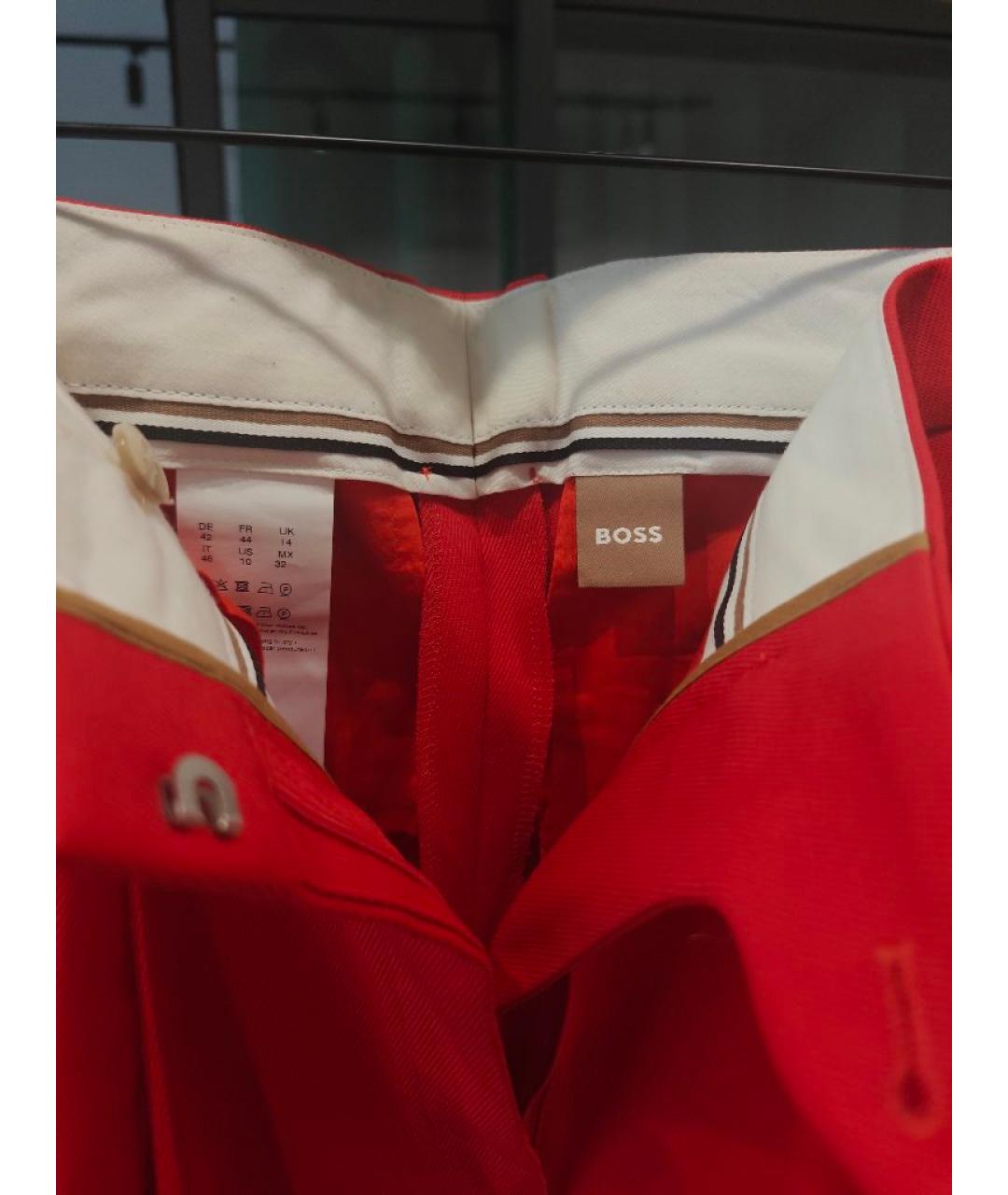 HUGO BOSS Красные шерстяные брюки широкие, фото 4