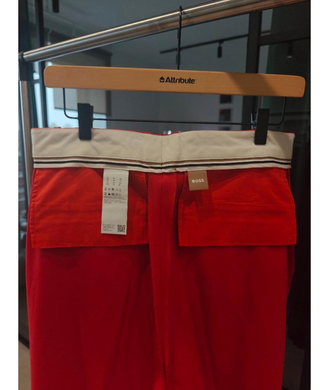 HUGO BOSS Красные шерстяные брюки широкие, фото 3