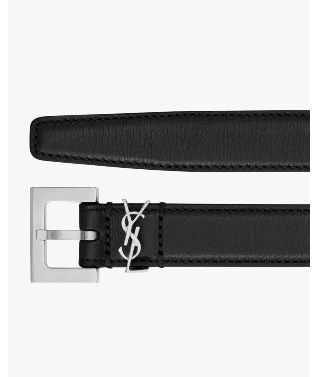 SAINT LAURENT Черный кожаный ремень, фото 6