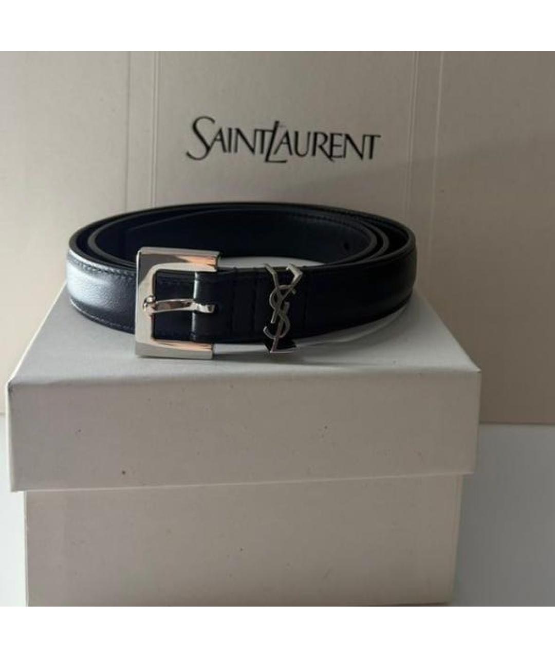 SAINT LAURENT Черный кожаный ремень, фото 4
