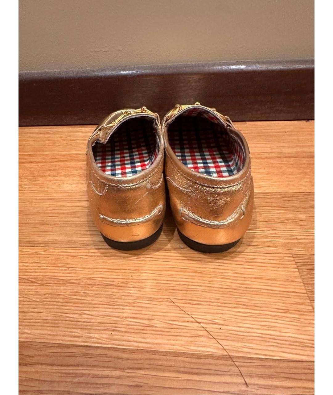 GUCCI Золотые кожаные лоферы и мокасины, фото 4