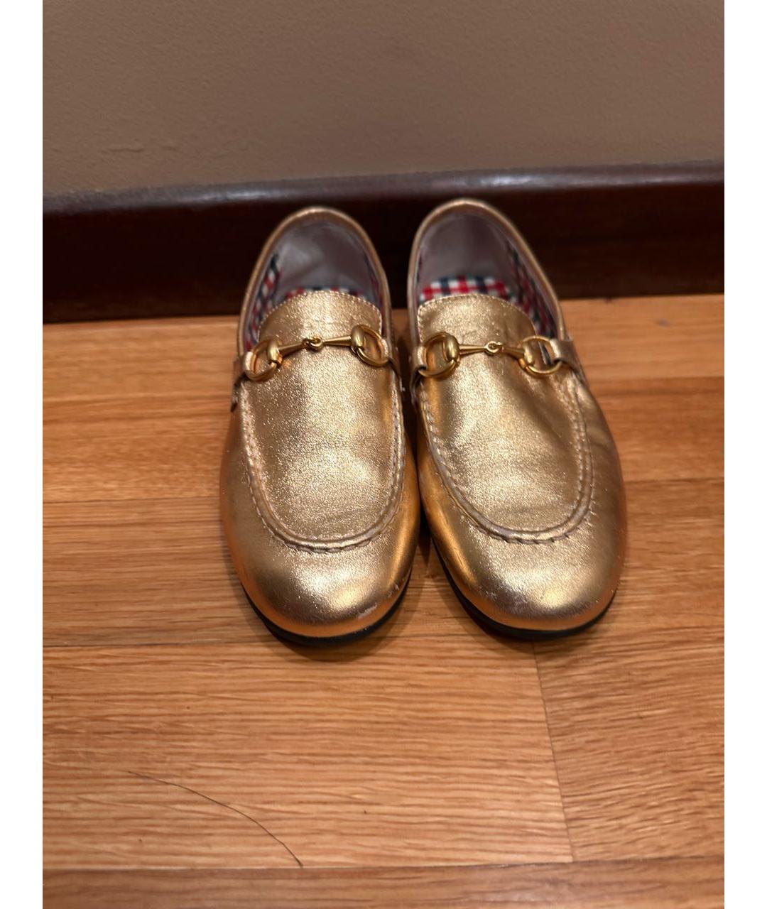 GUCCI Золотые кожаные лоферы и мокасины, фото 2