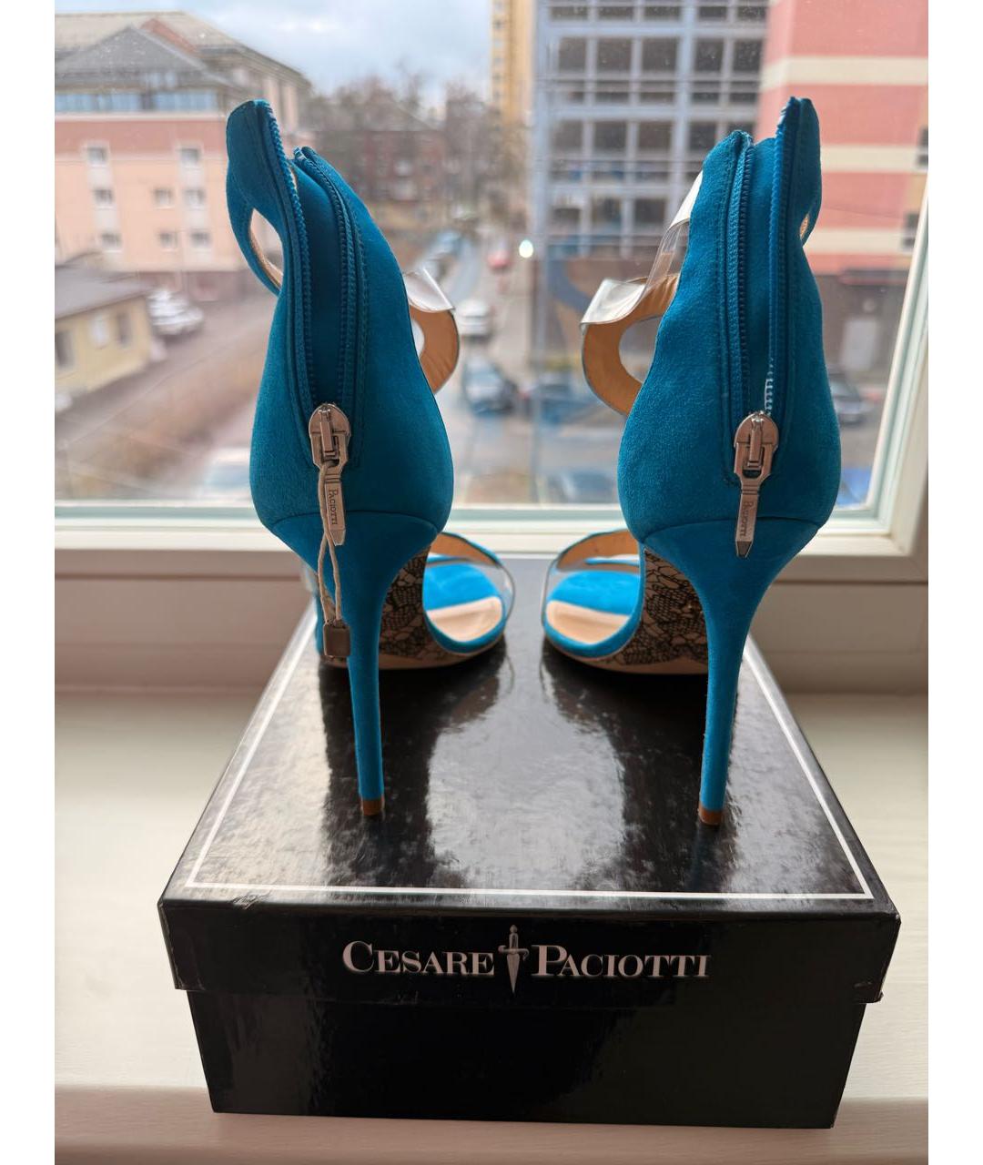 CESARE PACIOTTI Бирюзовые замшевые босоножки, фото 3