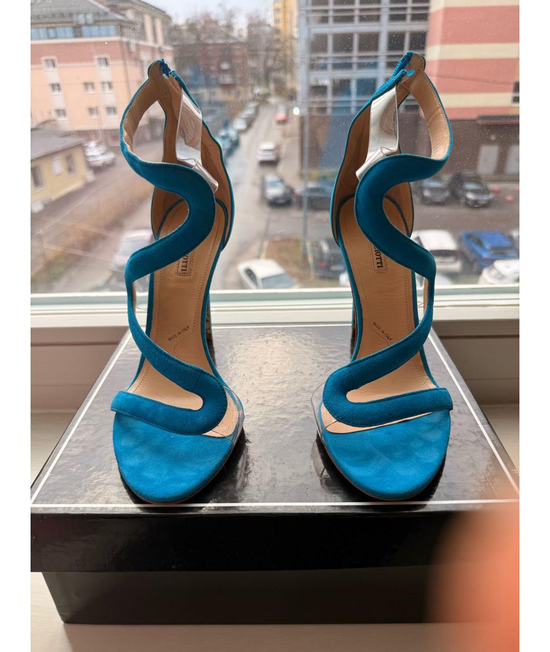 CESARE PACIOTTI Бирюзовые замшевые босоножки, фото 2