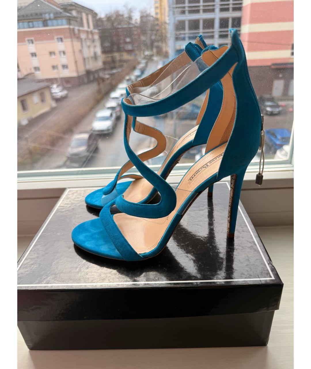CESARE PACIOTTI Бирюзовые замшевые босоножки, фото 5