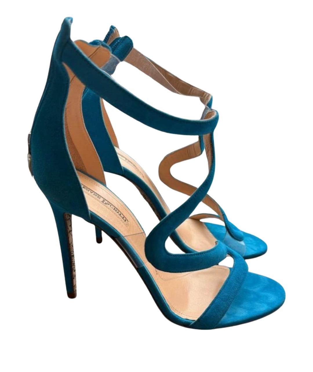 CESARE PACIOTTI Бирюзовые замшевые босоножки, фото 1