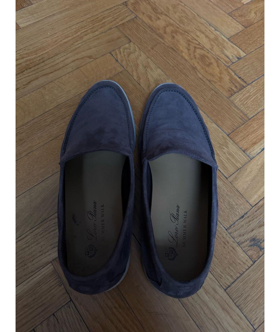 LORO PIANA Серые замшевые лоферы, фото 3